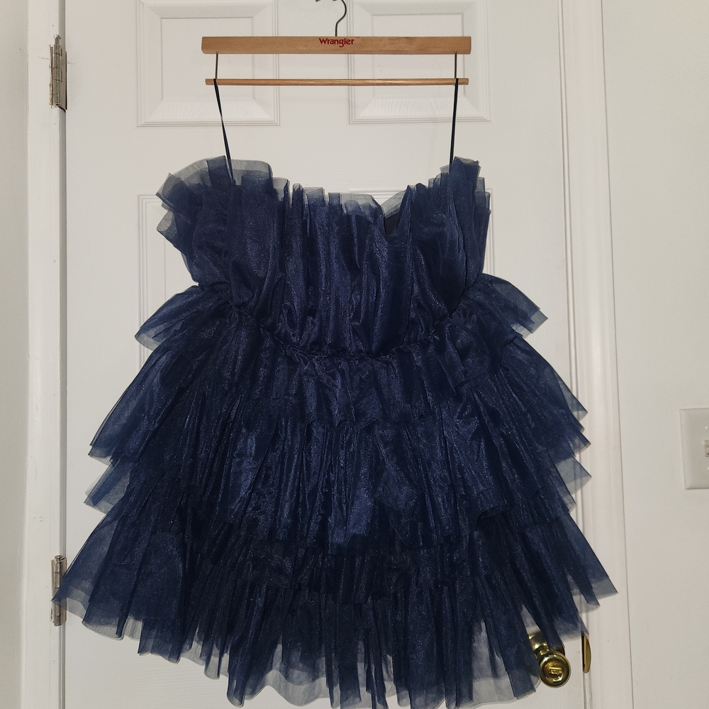 Altar’d State Daria Tulle Mini Dress Medium Color Navy 